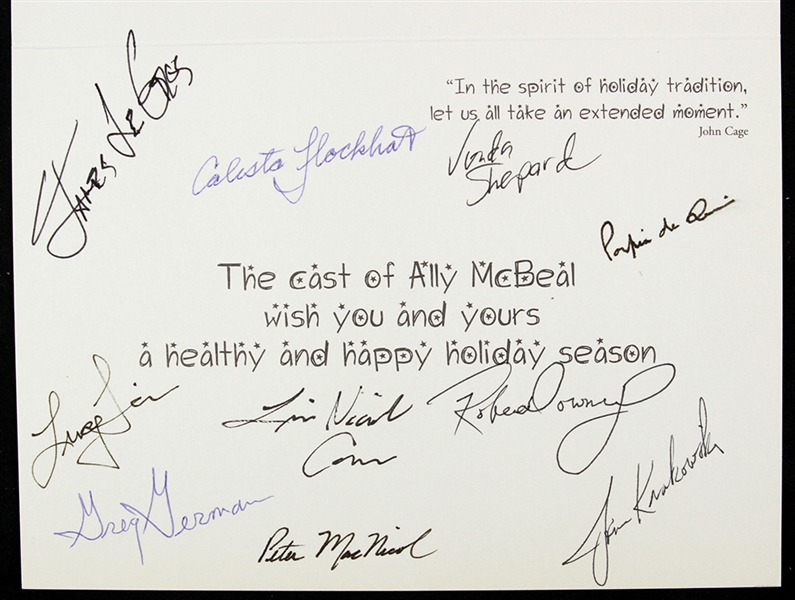 Ally McBeal 5"x 7" Cast Secretarial Signed Holiday Card