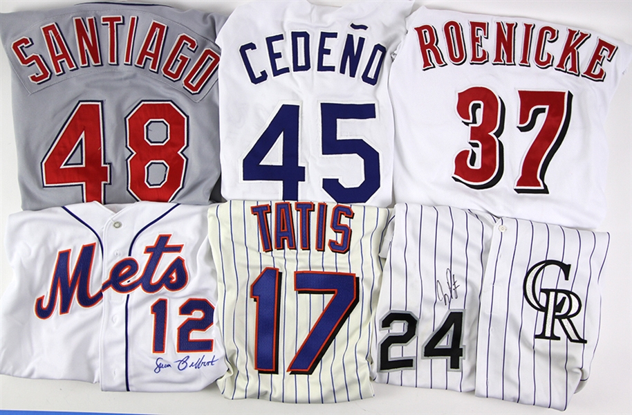 1997-2010 Mets Dodgers Rockies Indians Reds Game Worn Jerseys - Lot of 6 w/ Roger Cedeno, Jay Payton & More (MEARS LOA)