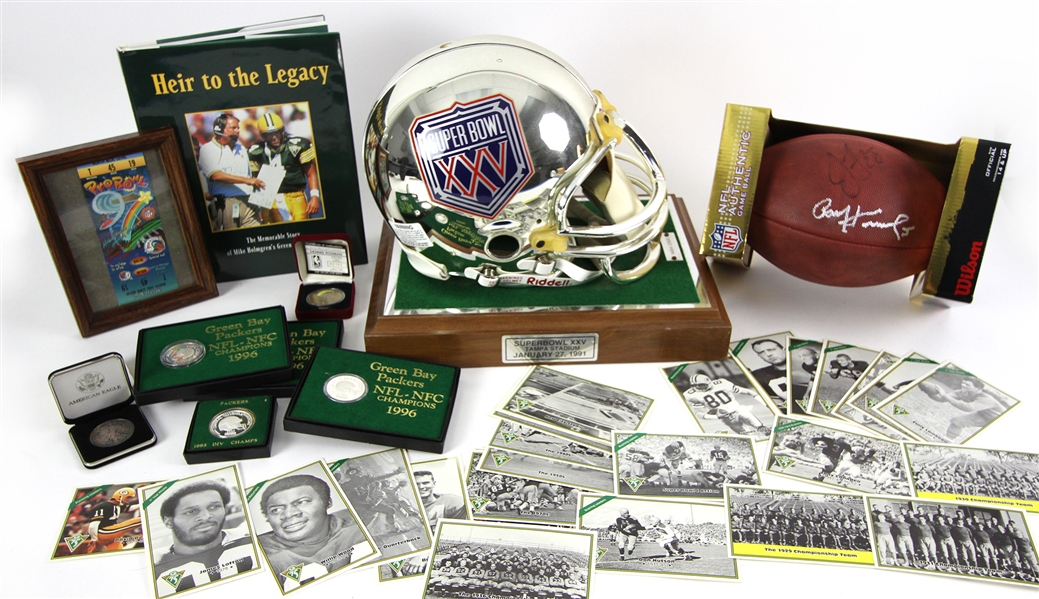 1960-2000s Green Bay Packers Memorabilia Collection - Lot of 150 w/ SB XXV Commemorative Helmet, Tikcets, Commemorative Coins, Photos, Lombardi Masks & More (JSA)