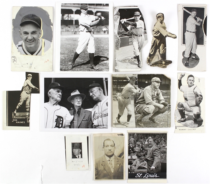 1914-51 Baseball Original Photograph Collection - Lot of 12 w/ Jess Haines, Muddy Ruel, Happy Chandler, Tommy Leach & More