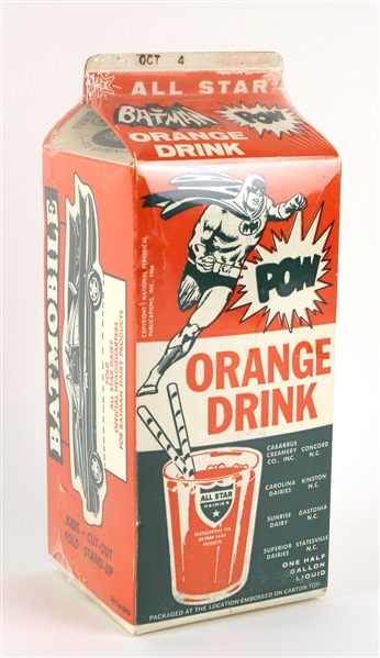 1966 Batman All Star Dairies Orange Drink Carton