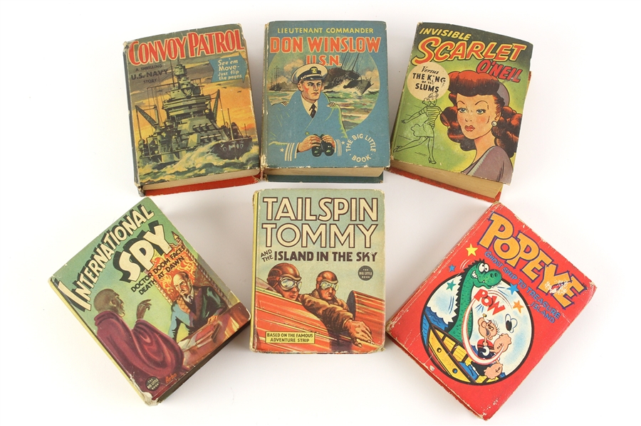 1935-67 Vintage Childrens Books - Lot of 6 w/ Popeye, Lieutenant Commander Don Winslow USN, Tailspin Tommy & More