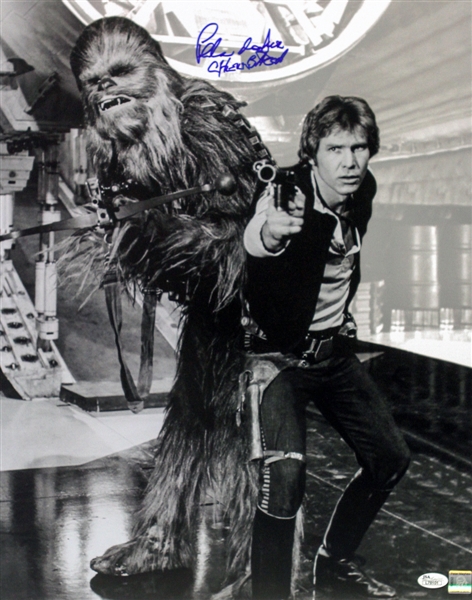 1977 Peter Mayhew Star Wars (posed with Han Solo) Signed LE 16x20 B&W Photo (JSA)