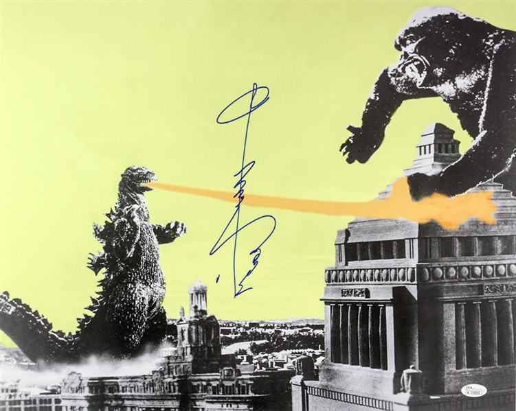 1954-1971 Haruo Nakajima Godzilla (yellow background) Signed LE 16x20 Color Photo (JSA)