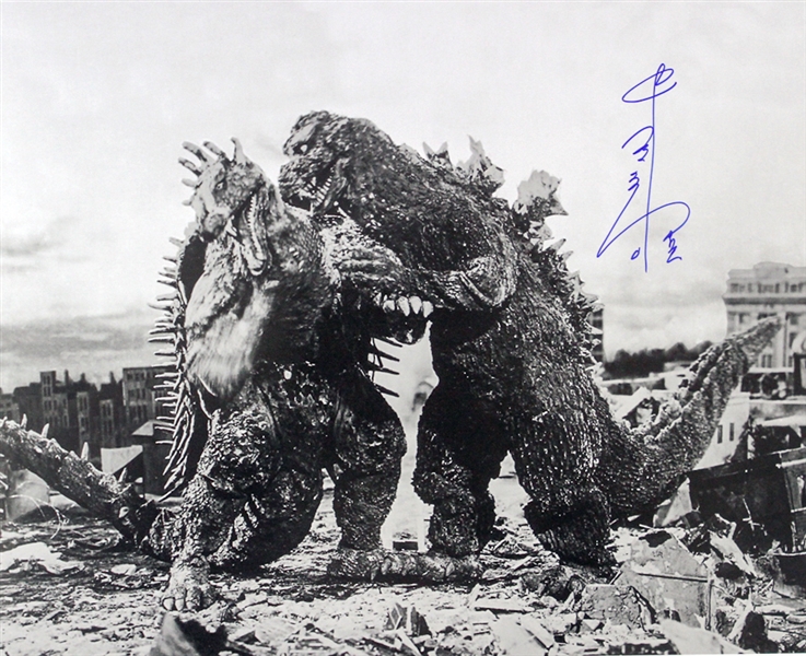 1954-1971 Haruo Nakajima Godzilla (fighting Gigan) Signed LE 16x20 B&W Photo (JSA)