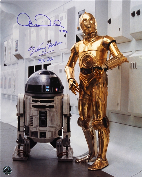 1977 R2-D2 & C3-PO Anthony Daniels/Kenny Baker (Millennium Falcon shot) Signed LE 16x20 Color Photo (JSA)