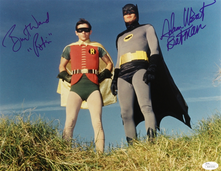 1966-68 Adam West Batman (outdoor scene with Burt Ward signature) Signed LE 14x11 Color Photo (JSA)