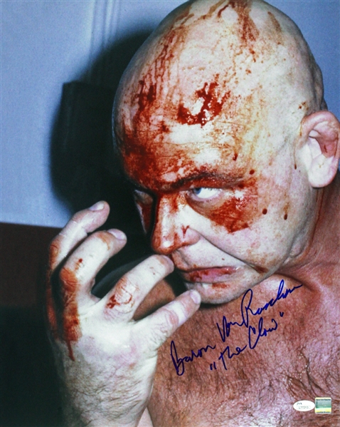 Baron Von Raschke AWA Wrestling Legend (bloody close-up) Signed LE 16x20 Color Photo (JSA)