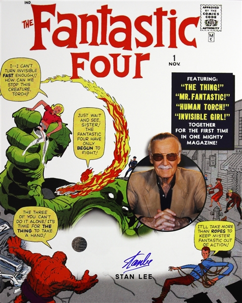 Stan Lee Marvel Comic Artist (The Fantastic Four) Signed LE 16x20 Color Photo (JSA)