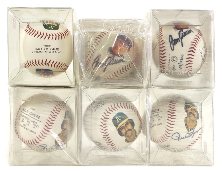 1992 Tom Seaver Rollie Fingers Mets/Athletics Dual Signed FotoBalls - Lot of 6 (MLB/FotoBall COA)