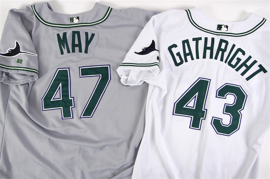 2002-04 Lee May Joey Gathright Tampa Bay Devil Rays Game Worn Jerseys - Lot of 2 (MEARS LOA)