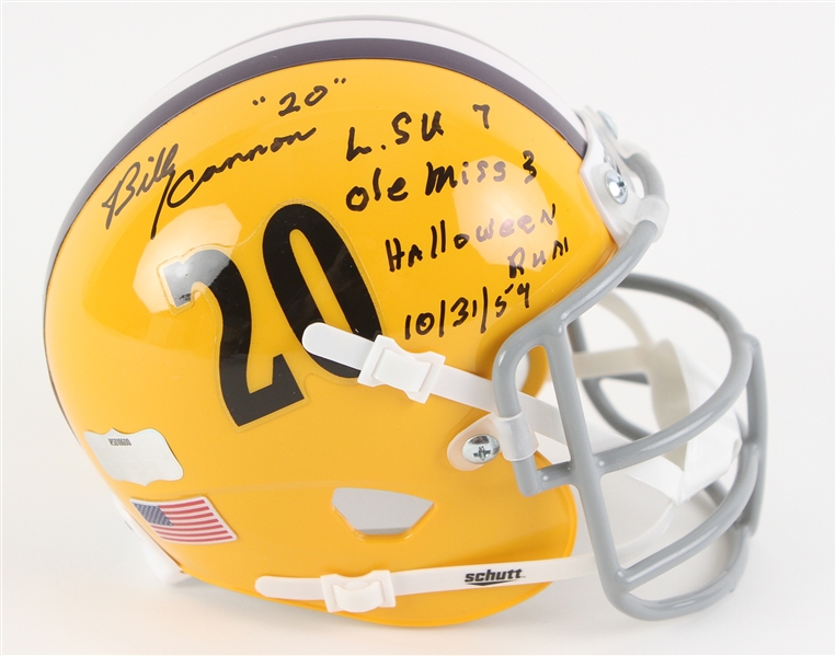 1957-1959 Billy Cannon LSU Autographed Mini Helmet W/ “Halloween Run” Inscription (Radtke)
