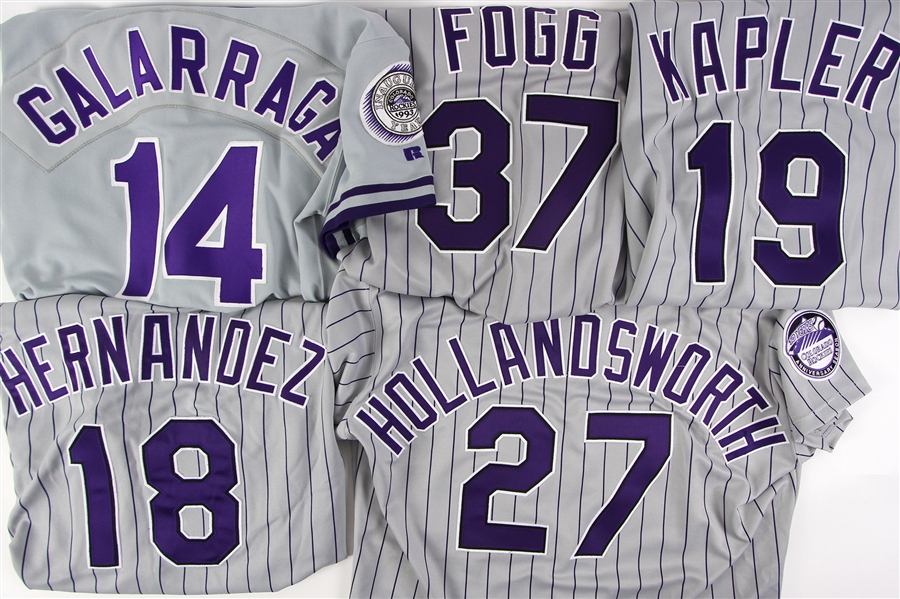 1993-2007 Colorado Rockies Game Worn Jersey Collection - Lot of 8 w/ Andres Galarraga Inaugural Season, Willy Taveras World Series & More (MEARS LOA)