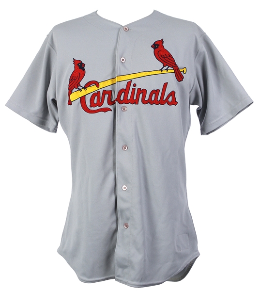 1998 Cliff Politte St. Louis Cardinals Game Worn Road Jersey (MEARS LOA)