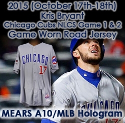 2015 (October 17/18) Kris Bryant Chicago Cubs NLCS Games 1 & 2 Game Worn Road Jersey (MEARS A10/MLB Hologram)