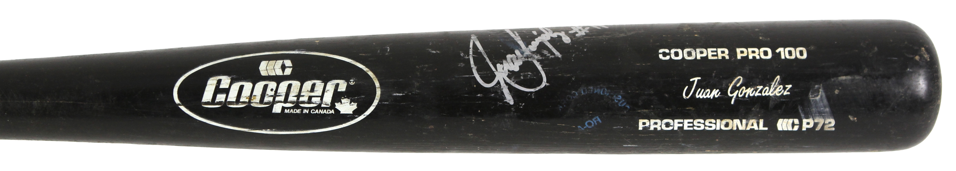 1990s Juan Gonzalez Texas Rangers Signed Cooper Professional Model Game Used Bat (MEARS LOA/JSA)