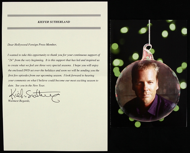 Kiefer Sutherland 6"x 9" Typed Letter Secretarial Signed 