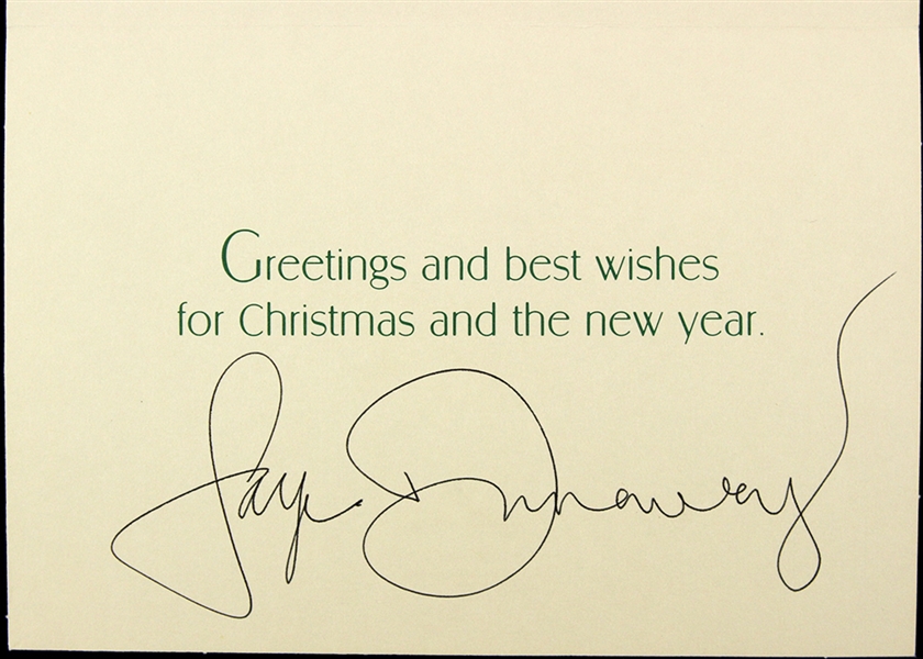 Faye Dunaway 4"x 6" Secretarial Signed Holiday Card