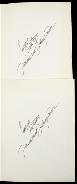 Joanna & Johnny Carson 6"x 9" Secretarial Signed Holiday Cards