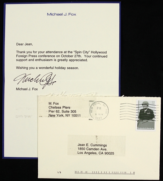 Michael J. Fox 5"x 7" Typed Letter Secretarial Signed 