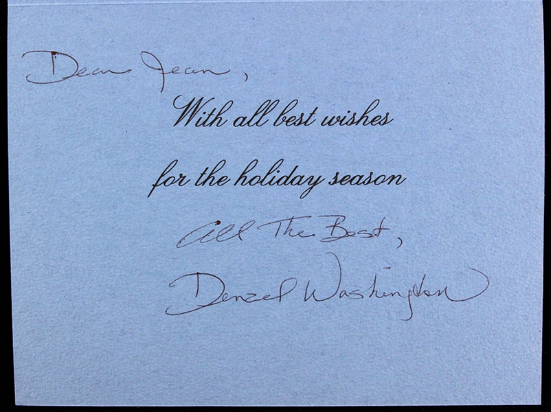 Denzel Washington 5"x 7" Secretarial Signed Holiday Card 