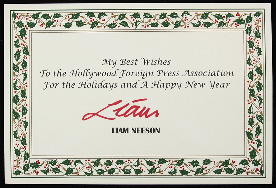 Liam Neeson 5"x 7" Secretarial Signed Holiday Card