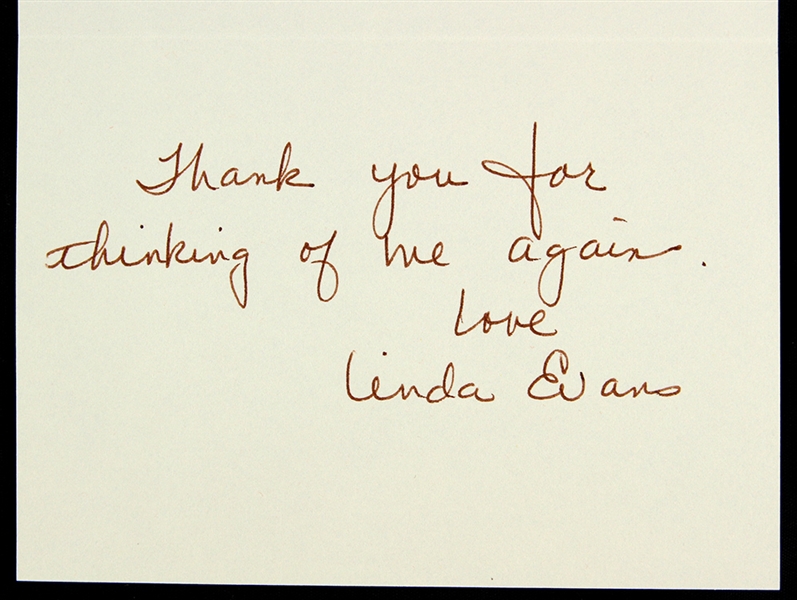 Linda Evans 3"x 4" Autographed Card Signed (JSA)