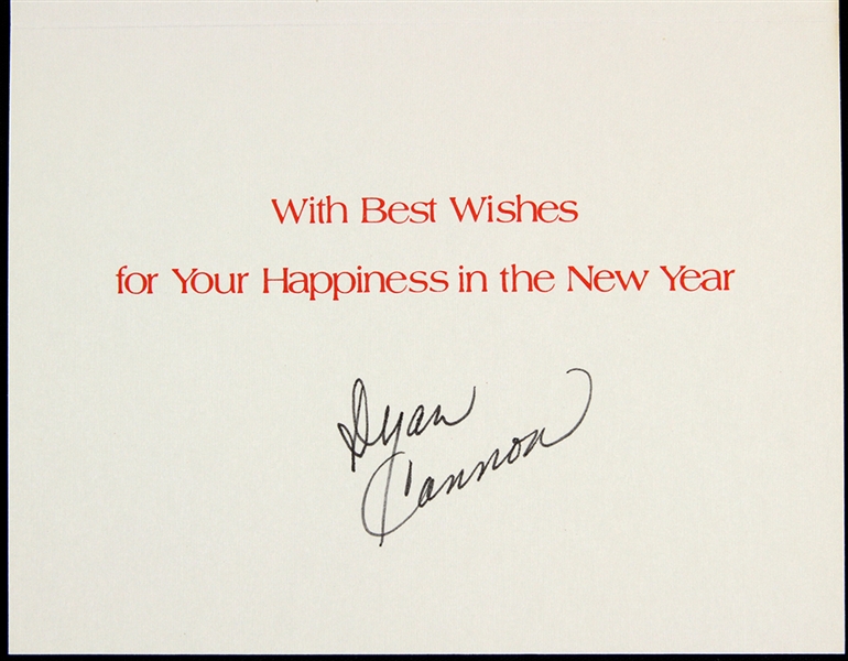 Dyan Cannon 4"x 5" Secretarial Signed Holiday Card