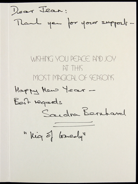 Sandra Bernhard 5"x 7" Signed Holiday Card 