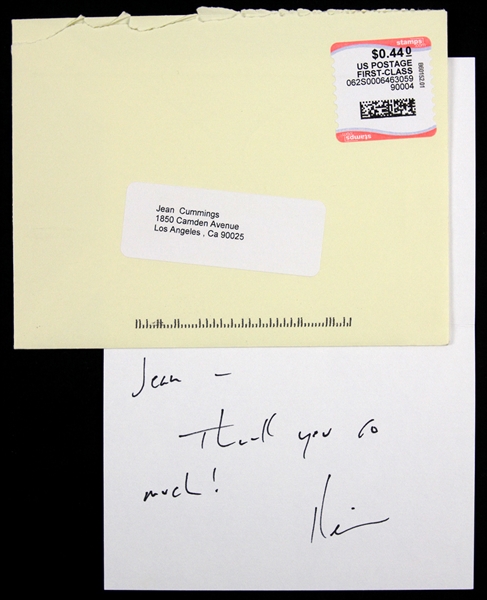 Kevin Spacey 3"x 5" Autographed Note Secretarial Signed 
