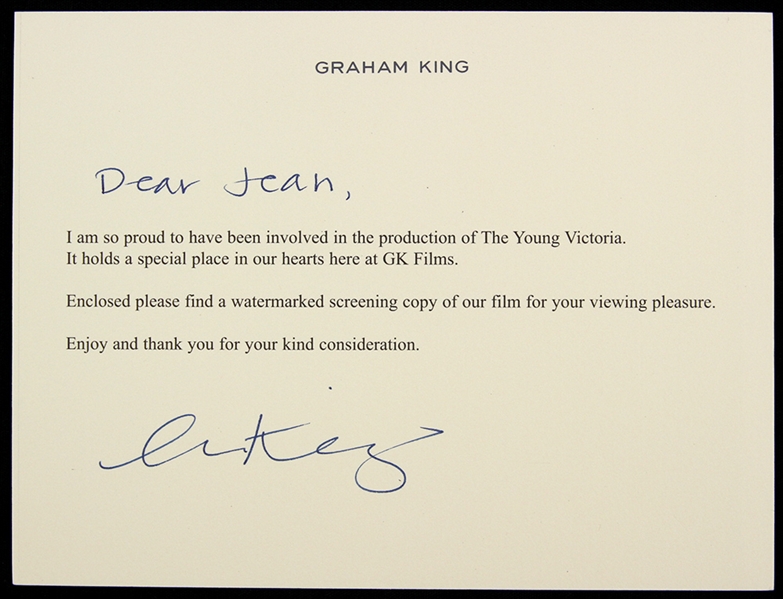 Graham King 4"x 5" Typed Note Signed 
