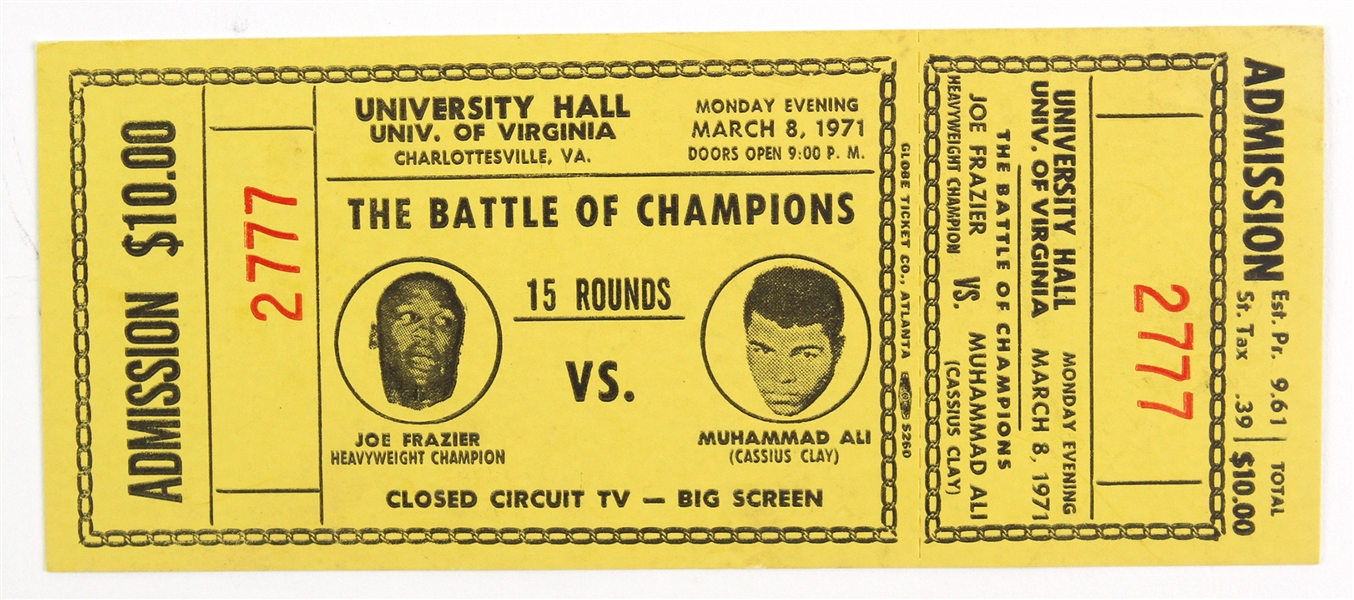 1971 Muhammad Ali Joe Frazier Heavyweight Title Bout Closed Circuit Viewing Full Ticket