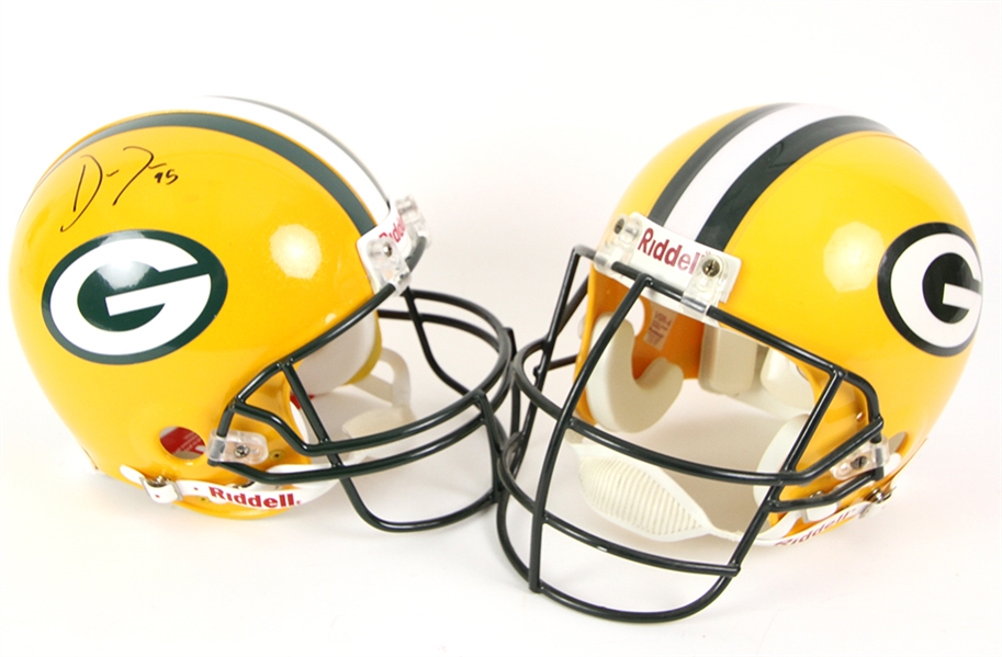 1997-2013 Green Bay Packers Helmets - Lot of 2 w/ Super Bowl XXXI Issued & Datone Jones Signed (MEARS LOA)