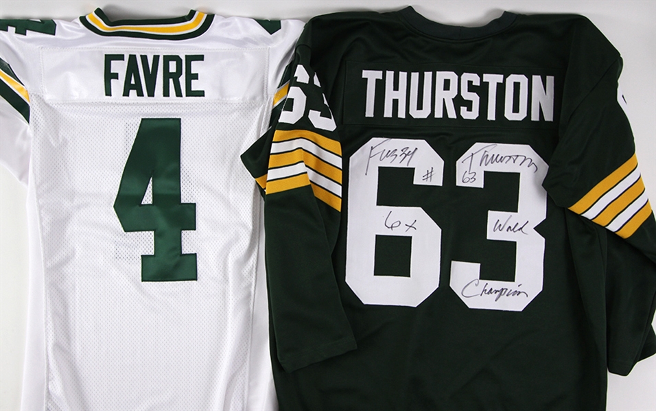 2000s Green Bay Packers Jersey Collection - Lot of 4 w/ 3 Signed Including Fuzzy Thurston, Willie Davis & Boyd Dowler (JSA)