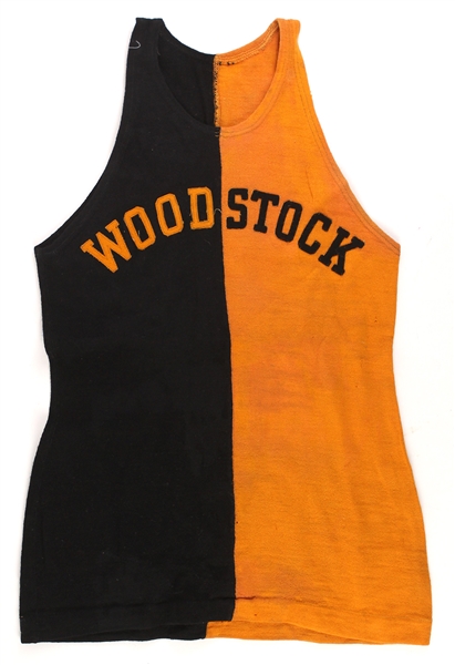 1920s Black/Orange Woodstock Game Worn Basketball Jerseys & Red Satin Basketball Trunks - Lot of 3 (MEARS LOA) 