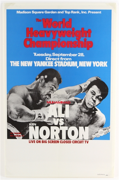 1976 Muhammad Ali Ken Norton World Heavyweight Title Bout 14.5" x 22.5" Closed Circuit Poster