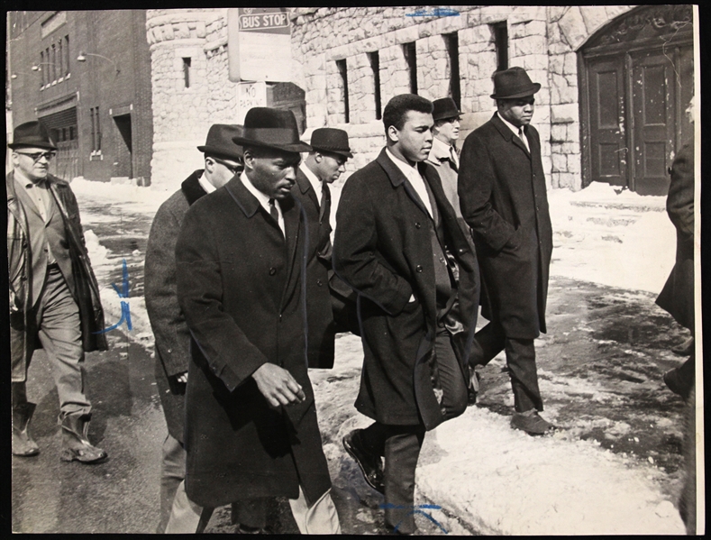 1965 (February 26th) Cassius Clay with Entourage 8”x10.5” Original Press Photo
