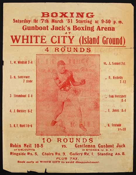 1931 Gentleman Gunboat Jack vs. Robin Neil 8.5" x 11" Broadside