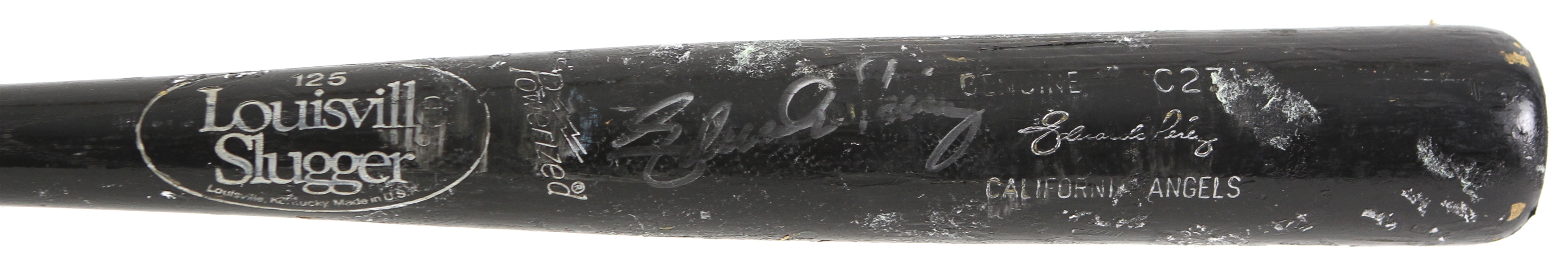 1995-96 Eduardo Perez Angels/Reds Signed Louisville Slugger Professional Model Game Used Bat (MEARS LOA/JSA)