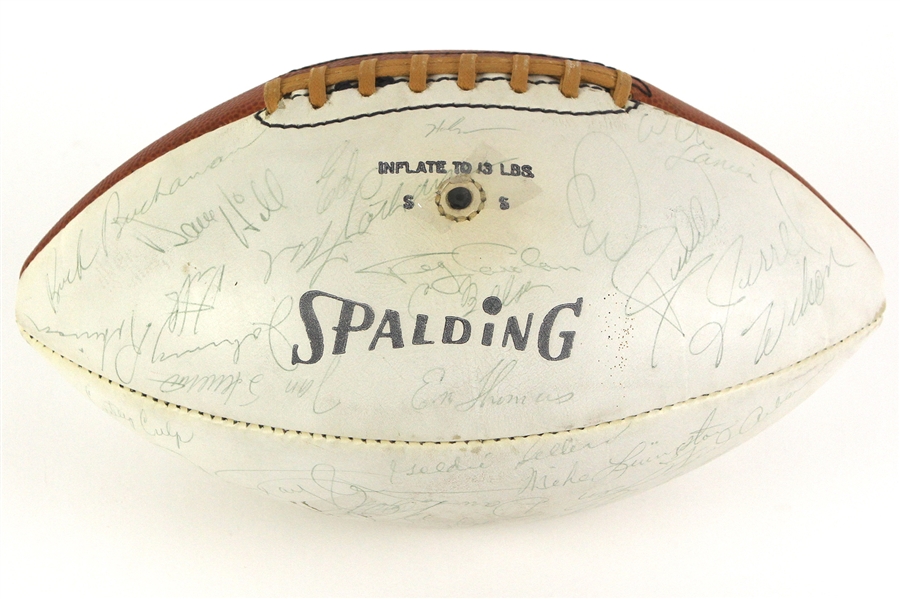 1968 Kansas City Chiefs Team Signed AFL Woodard Autograph Panel Football w/ 40 Signatures Including Len Dawson, Willie Lanier, Curley Culp, Jan Stenerud & More (JSA)