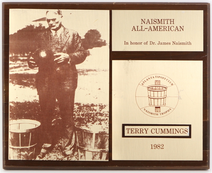 1982 Terry Cummings DePaul University Signed 12" x 15" Naismith All American Plaque (JSA)