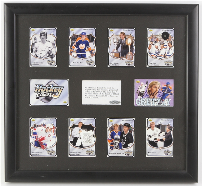 1992 Wayne Gretzky Oilers/Kings 15" x 16" Framed Display w/ Signed Trading Card (Upper Deck)(JSA)