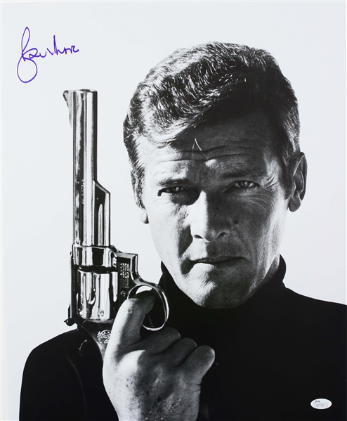 1973 Roger Moore “James Bond” Live and Let Die Signed LE 16x20 B&W Photo (JSA) “Moore’s First Appearance in James Bond”