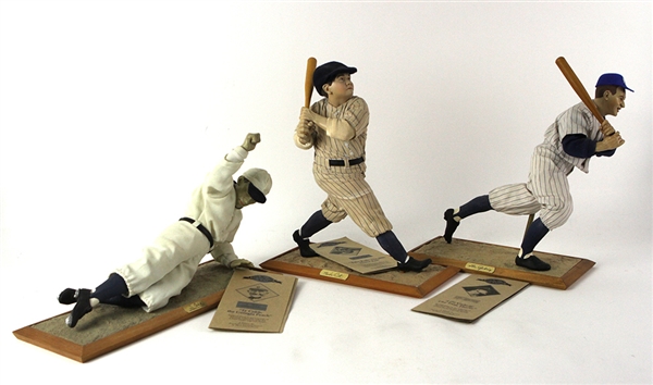  1995-96 Babe Ruth Lou Gehrig Ty Cobb Ashton Drake Legend Series Figure Collection - Lot of 3