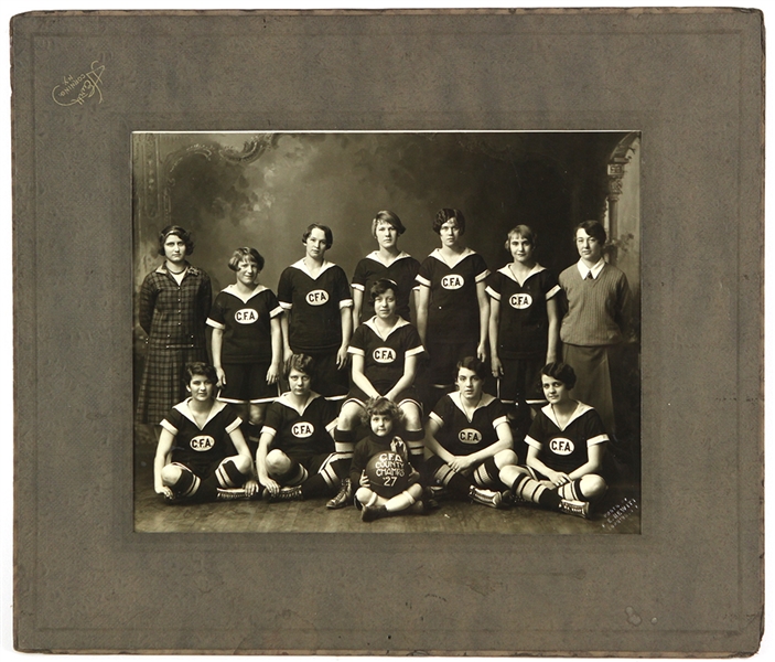 1927 Corning NY Female Basketball Team 12" x 14" Matted Studio Portrait