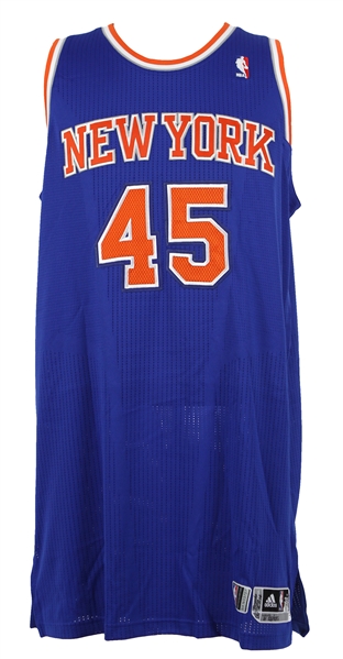 2014 (April 11) Cole Aldrich New York Knicks Game Worn Road Jersey (MEARS LOA/Steiner)
