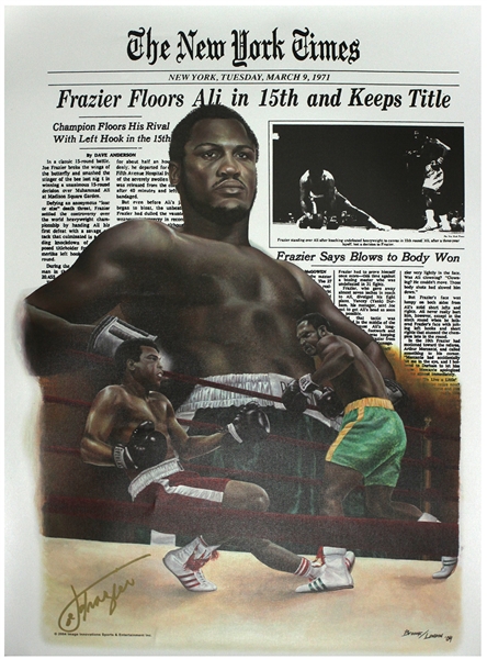 2004 Joe Frazier World Heavyweight Champion Signed 26" x 36" Canvas Backed Lithograph (JSA)