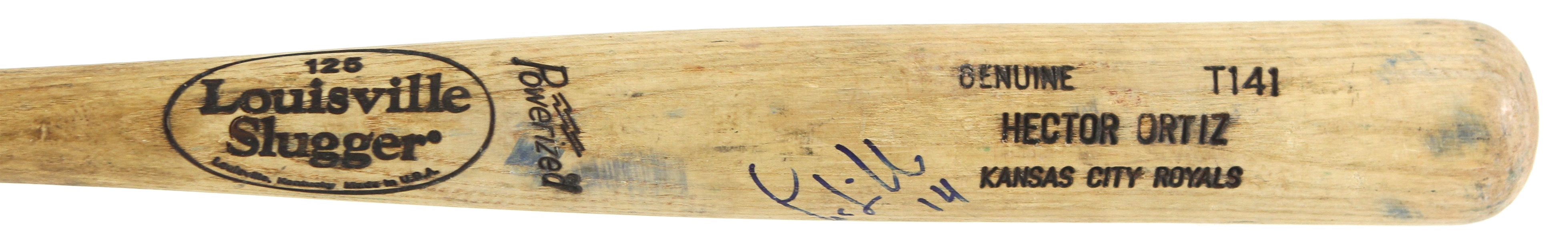 2001-02 Hector Ortiz Kansas City Royals Louisville Slugger Professional Model Game Used Bat (MEARS LOA)