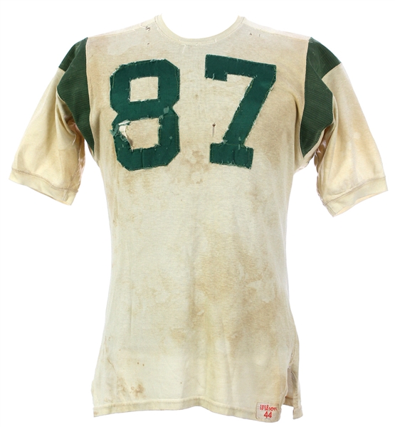 1950s Wilson White #87 Game Worn Durene Football Jersey (MEARS LOA)