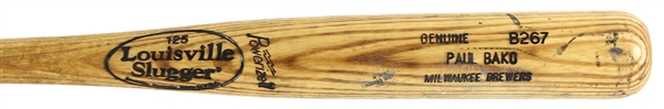 2002 Paul Bako Milwaukee Brewers Louisville Slugger Professional Model Game Used Bat (MEARS LOA)